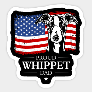 Proud Whippet Dad American Flag patriotic dog Sticker